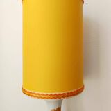 1970s lamp with flowers and custom-made leather lampshade