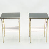 Pair pieces of gold metal glass opalin black 1960s
