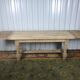 Solid oak farm table with turned feet & 2 elongated aero gum