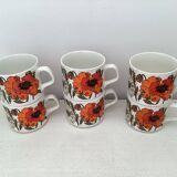 Set of 6 cups + 6 plates, vintage Ironstone by J&G Meakin