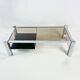 Belgo chrom chrome coffee table, smoked glass top and wooden undertray, circa 1980