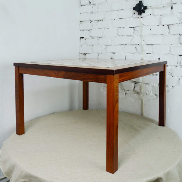 table en teck avec céramique, Danemark, 1970