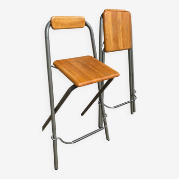 paire de chaises de bar vintage pliables Ikea Dennis