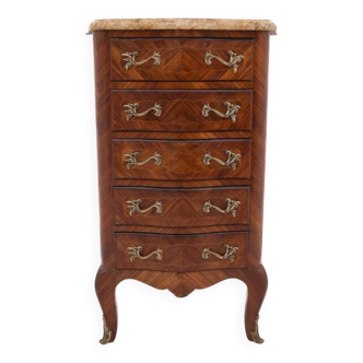 Stylish walnut chiffonier with marble top.