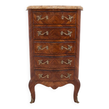 Stylish walnut chiffonier with marble top.