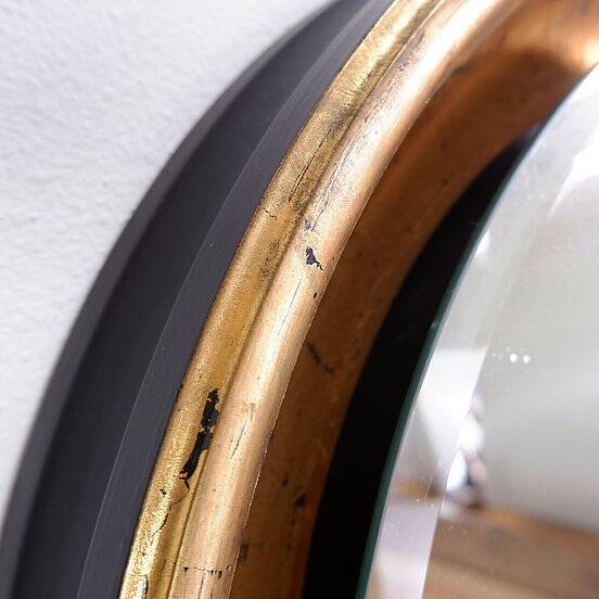 Large round wall light mirror gold leaf - 1960s - Ø66cm