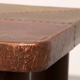 Console en cuivre et hêtre teinté Lorenzo Burchiellaro, Italie, années 1960