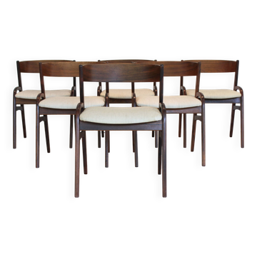 Ensemble de six chaises scandinaves en palissandre, Danemark, 60’s.