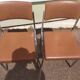 Pair of office chair oem strafor vintage 1960 - chrome skaï brown