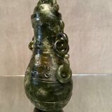 Covered pot richly carved stone jade type Far East China