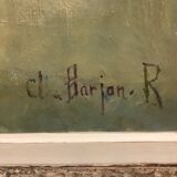 Large Painting, Oil On Canvas, Bouquet Of Flowers, Signed Barjan