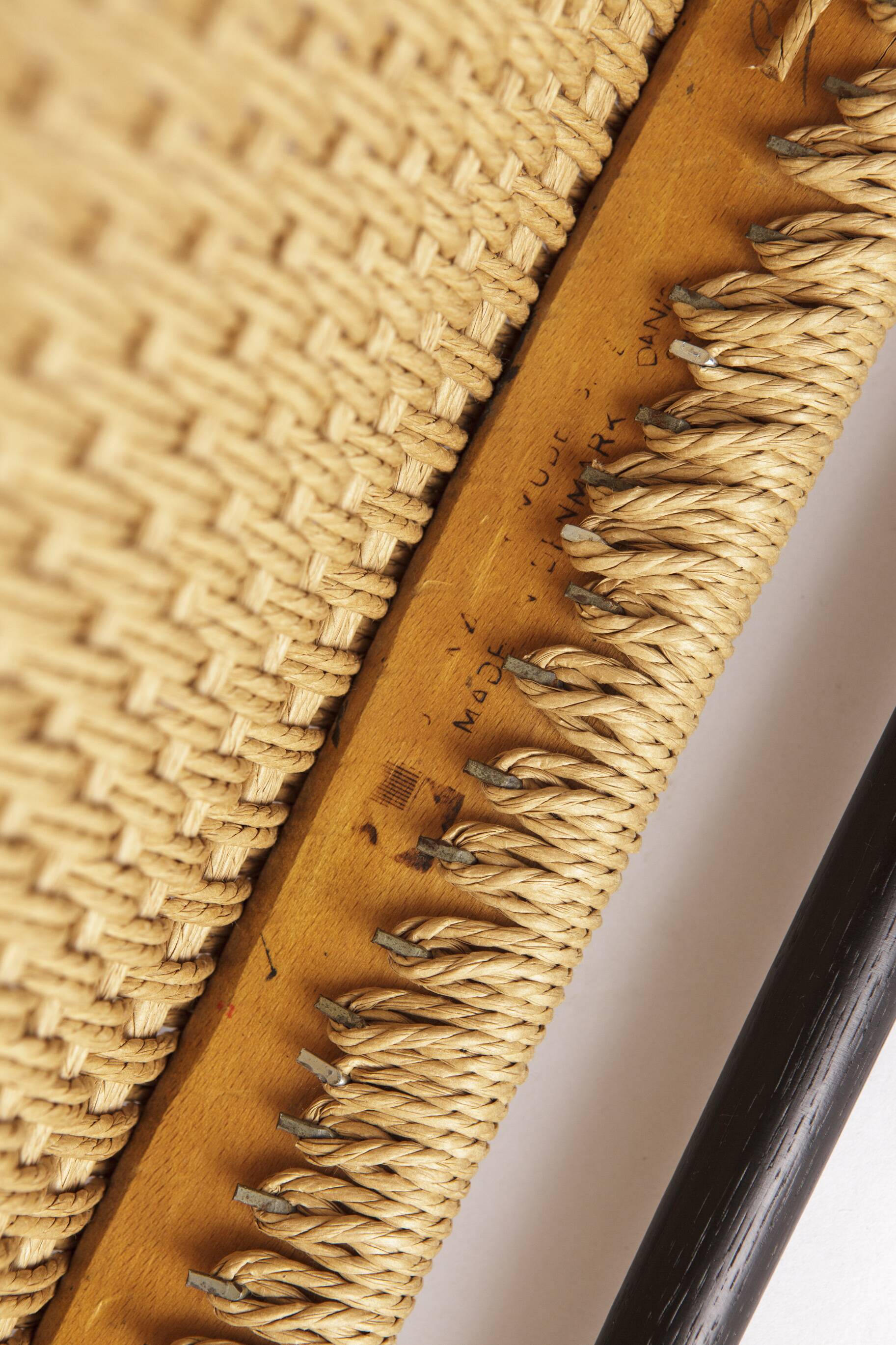 Niels Møller Model 75 Chair in Black Oak with Danish Cord, 1960s Vintage