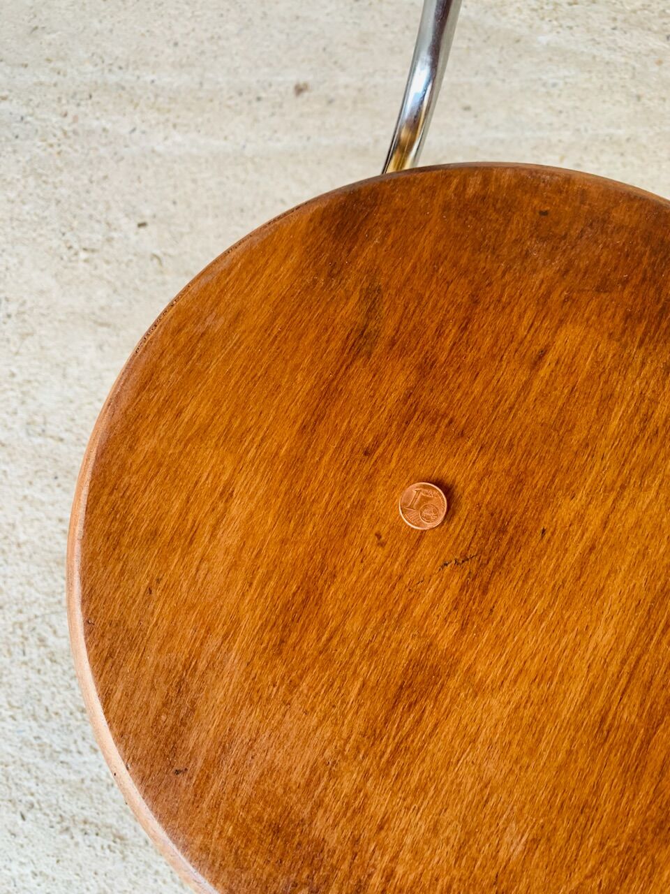Vintage industrial metal and wood stool with adjustable swivel seat, 1960's