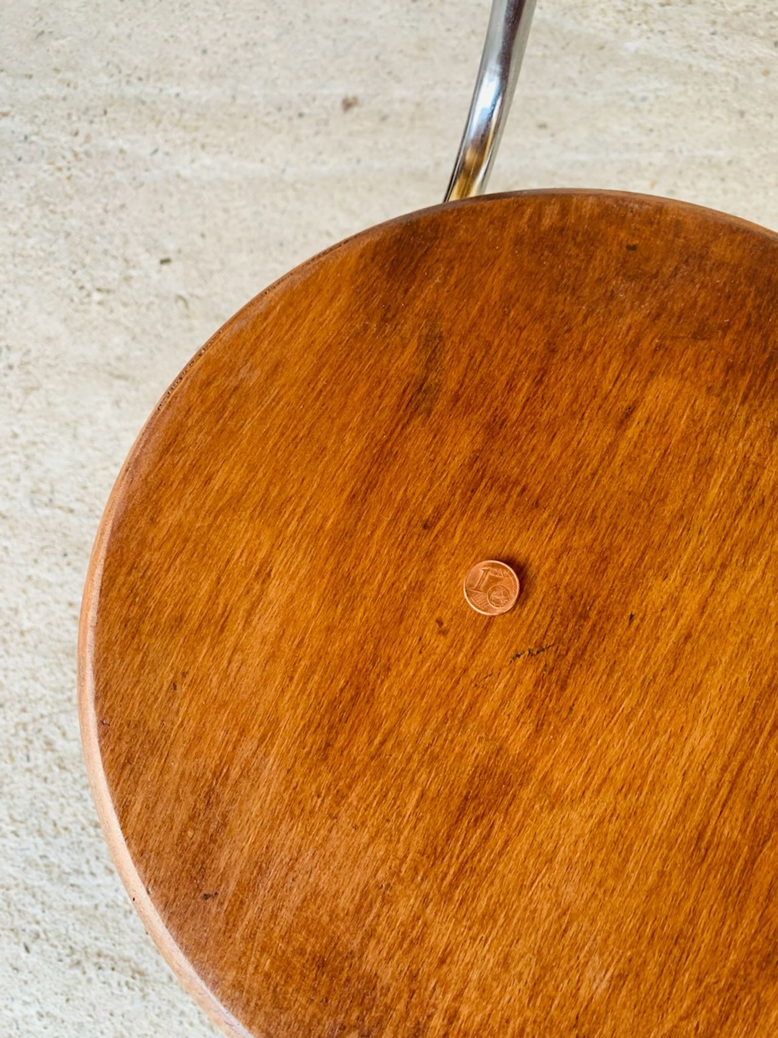 Vintage industrial metal and wood stool with adjustable swivel seat, 1960's