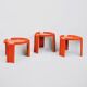 3 tables orange Giotto Stoppino pour Kartell, années 1960