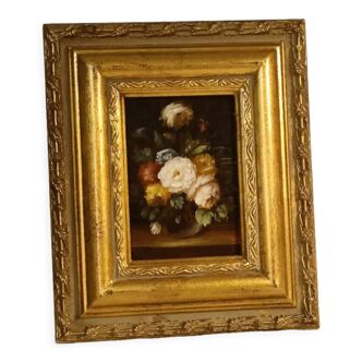 Cadre peinture sur panneau "roses"