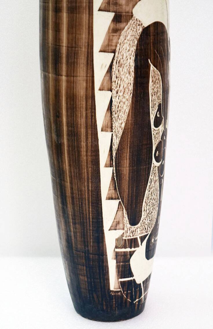 Large Ceramic Vase From Faenza With Engraved Decoration, 1970s