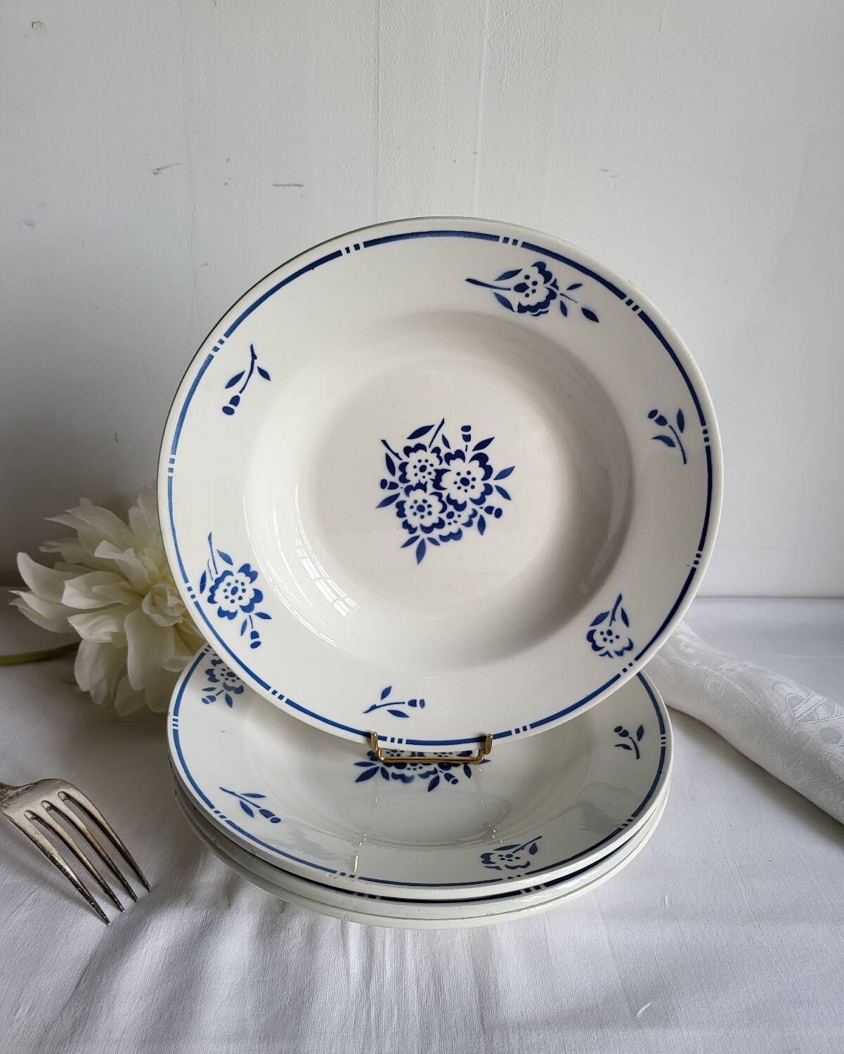 4 Deep Plates in earthenware Moulin des Loups & Hamage model Lucien