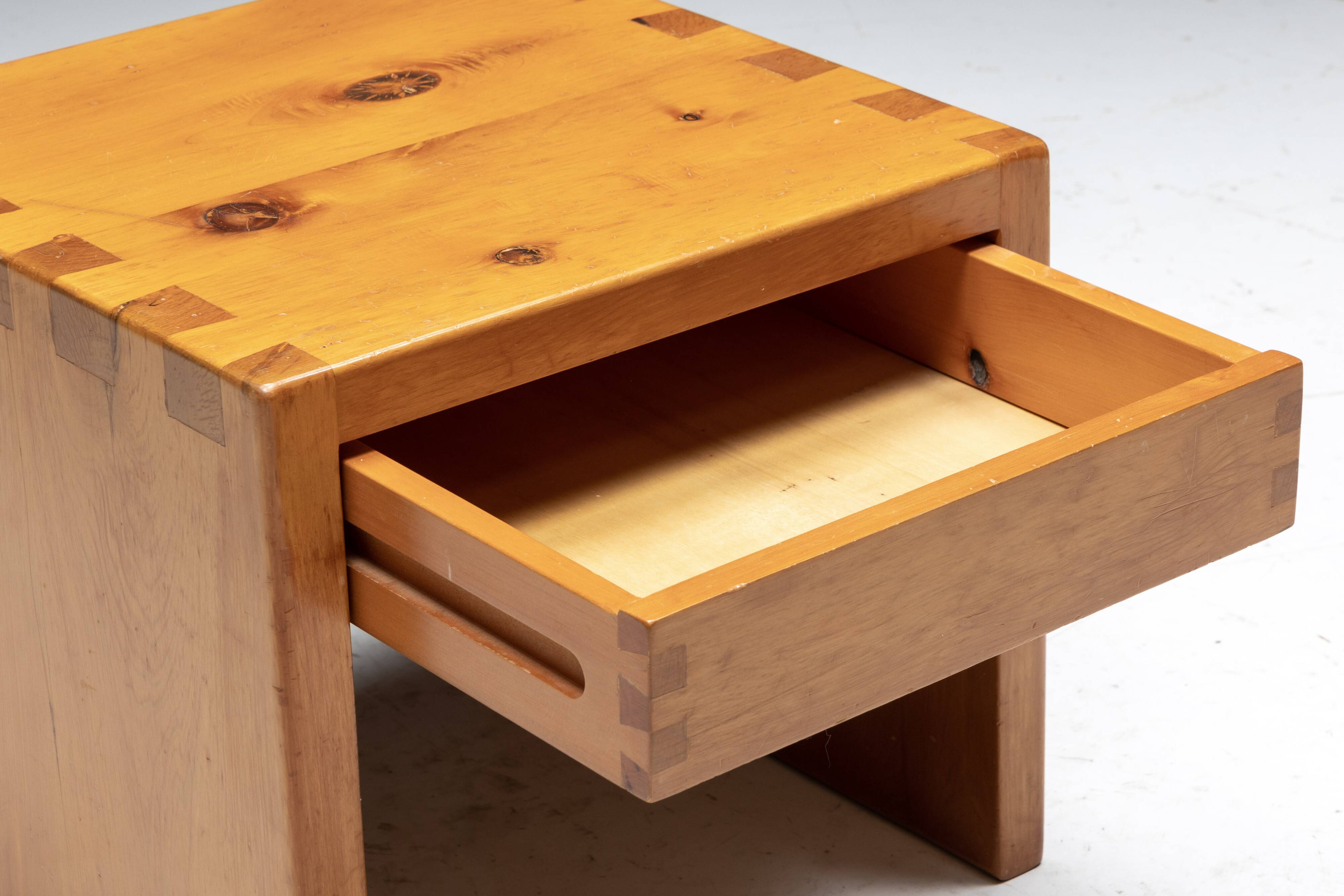 Pine Bedside Table, France, 1960s