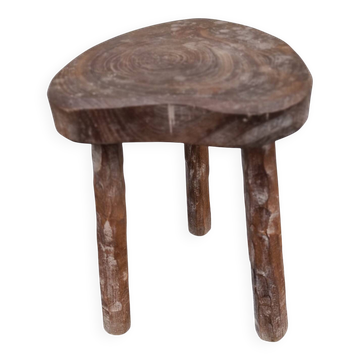 Tabouret ou bout de canapé vintage en bois massif