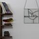 Vitrail décoratif oiseau, style Tiffany, verre coloré fait main 40×40 cm