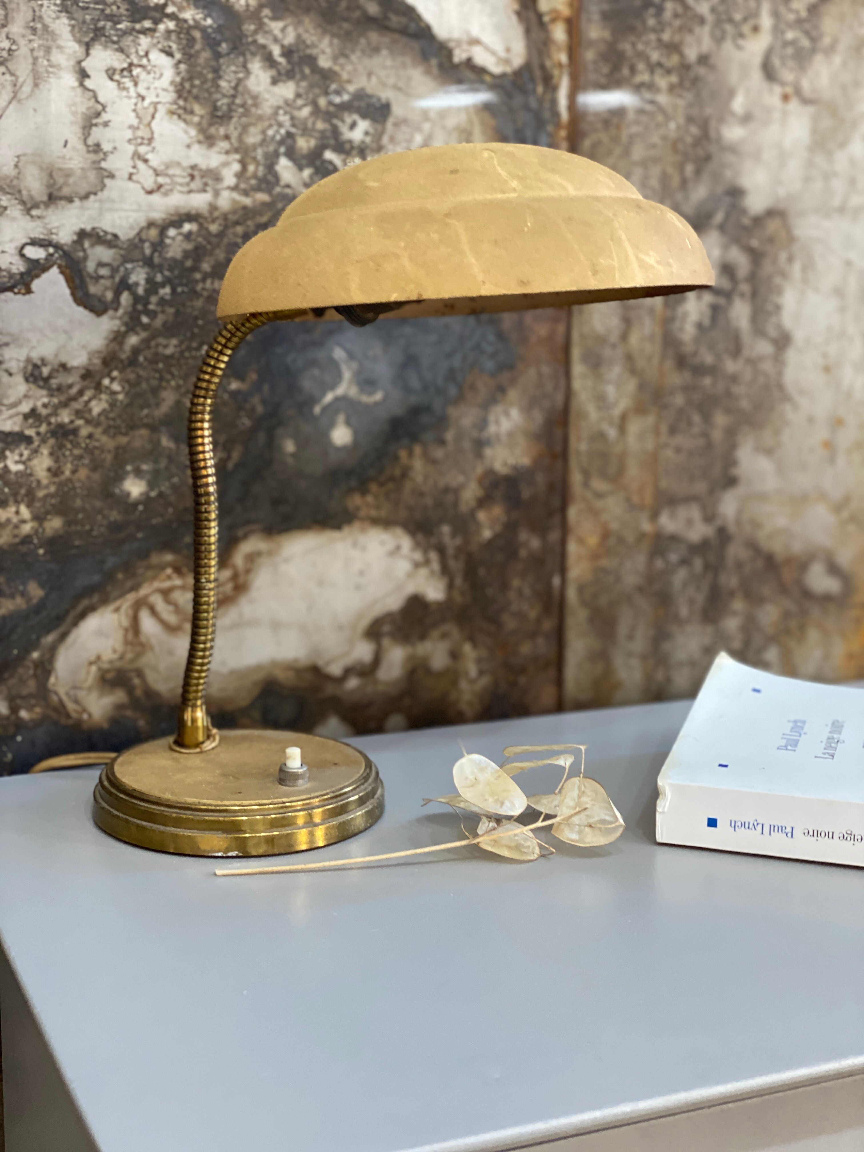 Antique metal bedside lamp