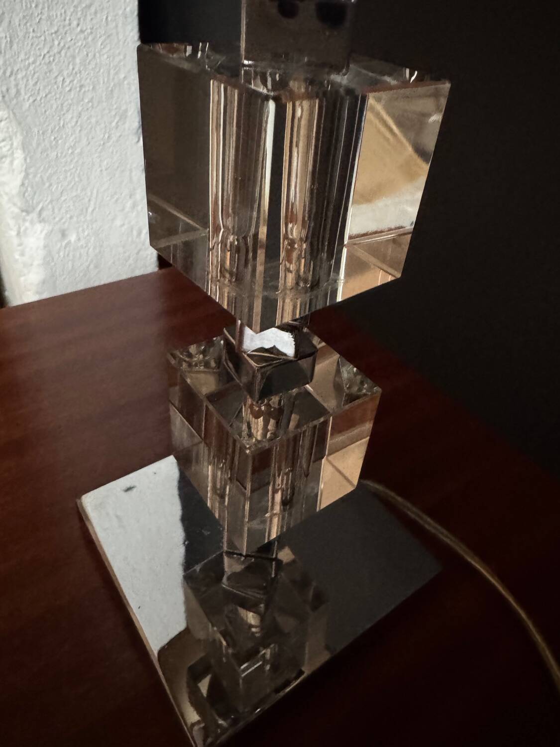 Art Deco lamp in chrome and crystal