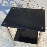 Vintage 70s gold and black opaline serving trolley
