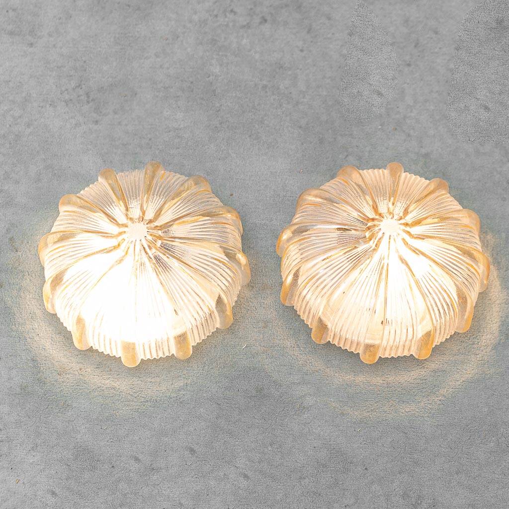 Pair of vintage wall lights in worked transparent glass – 1970s