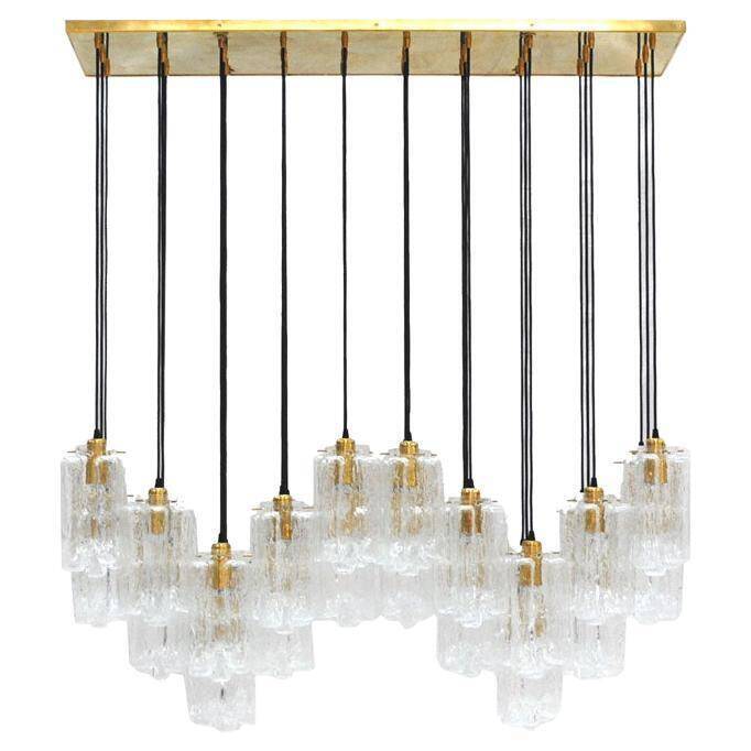 Contemporary Modern Italian Murano Glass and Brass Suspension Lamp