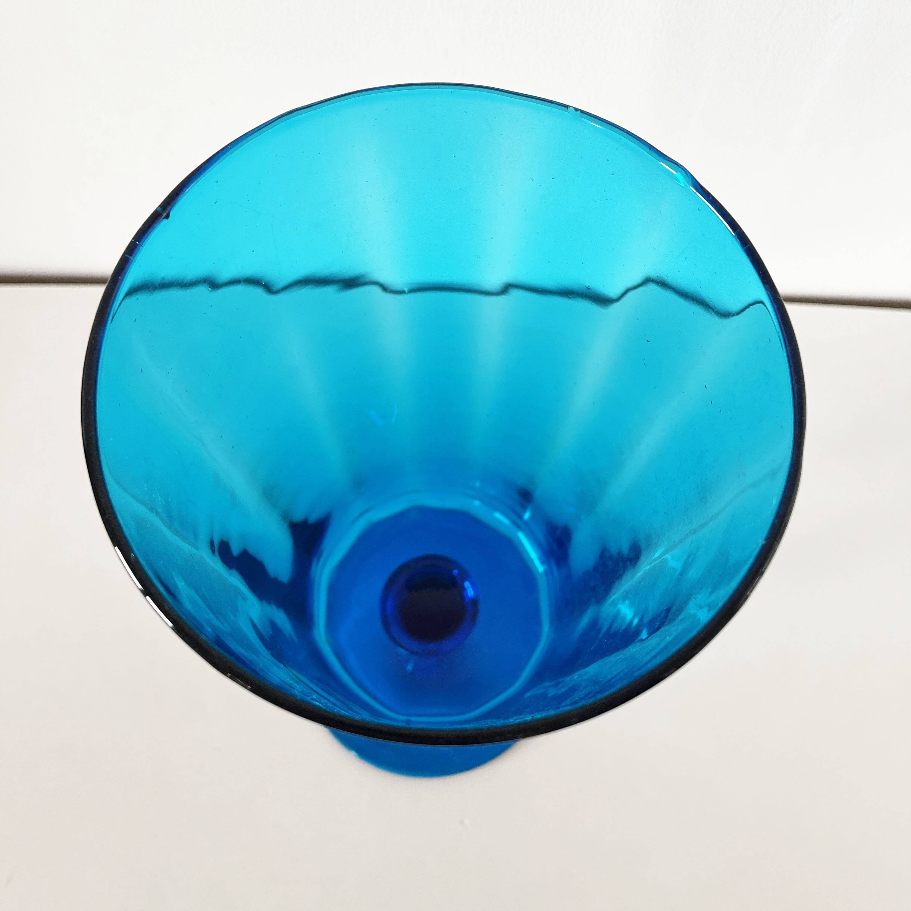 Blue pedestal vase - Italy Empoli 1960