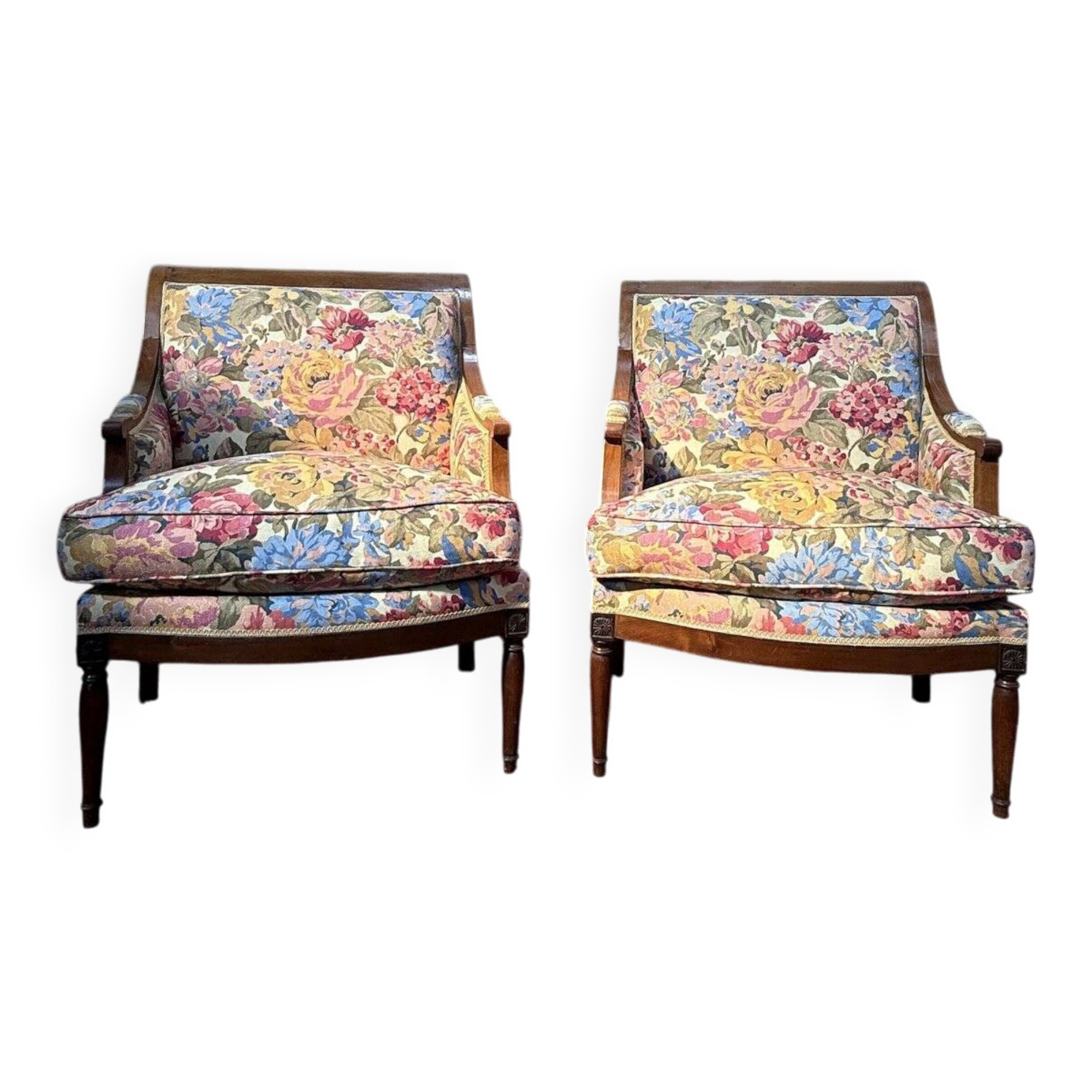 Pair of large armchairs in Louis XVI - Neoclassical style