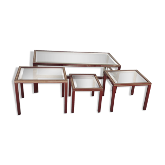 Ensemble table basse et 3 tables gigognes Pierre Vandel