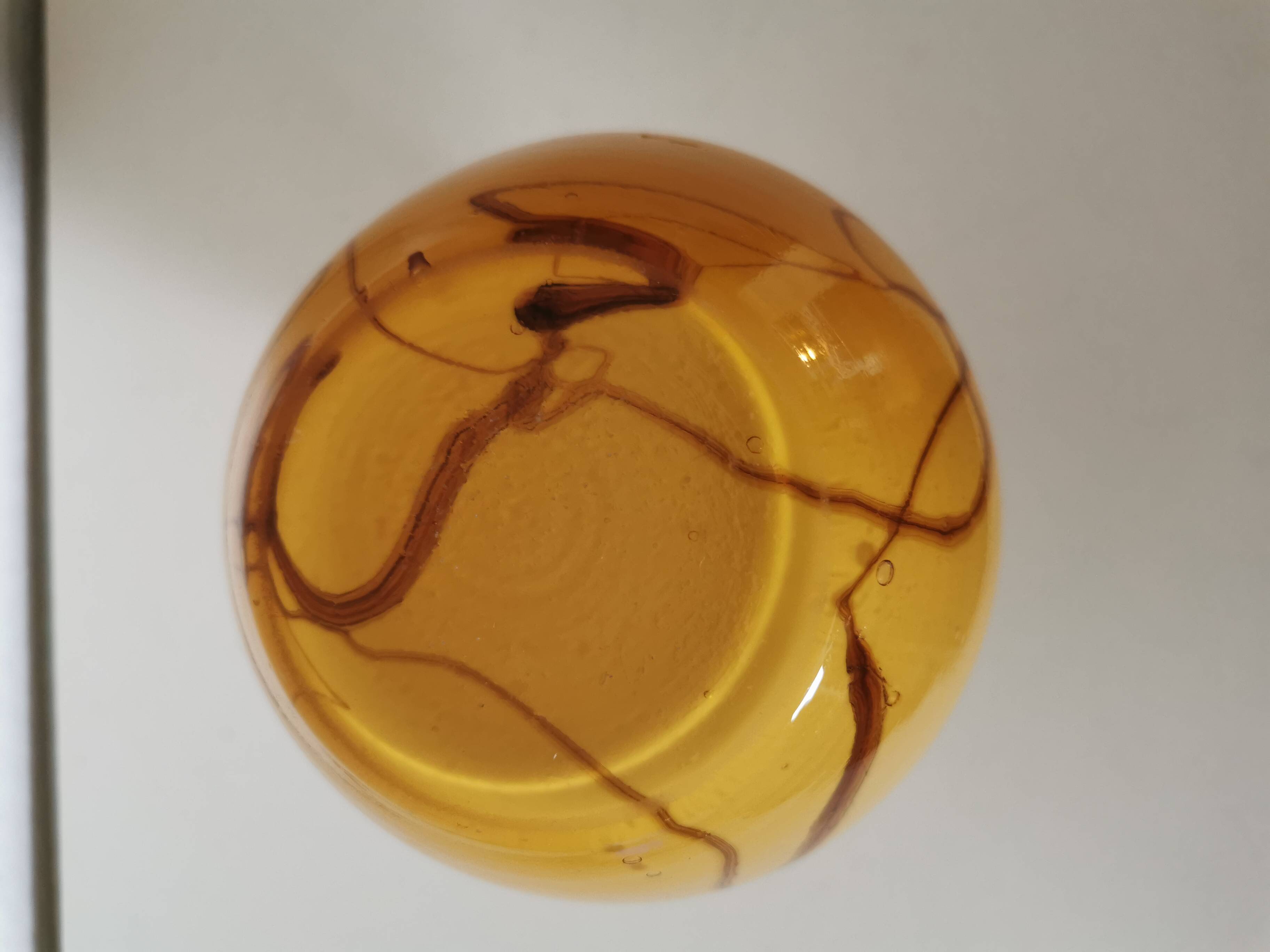 yellow and beige opaline vase from the 1950s