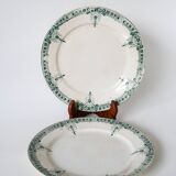 Set of 6 mismatched Iron Earth flat plates Sarreguemines and Lunéville