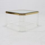 French acrylic and gold plated glass coffee table 1970s