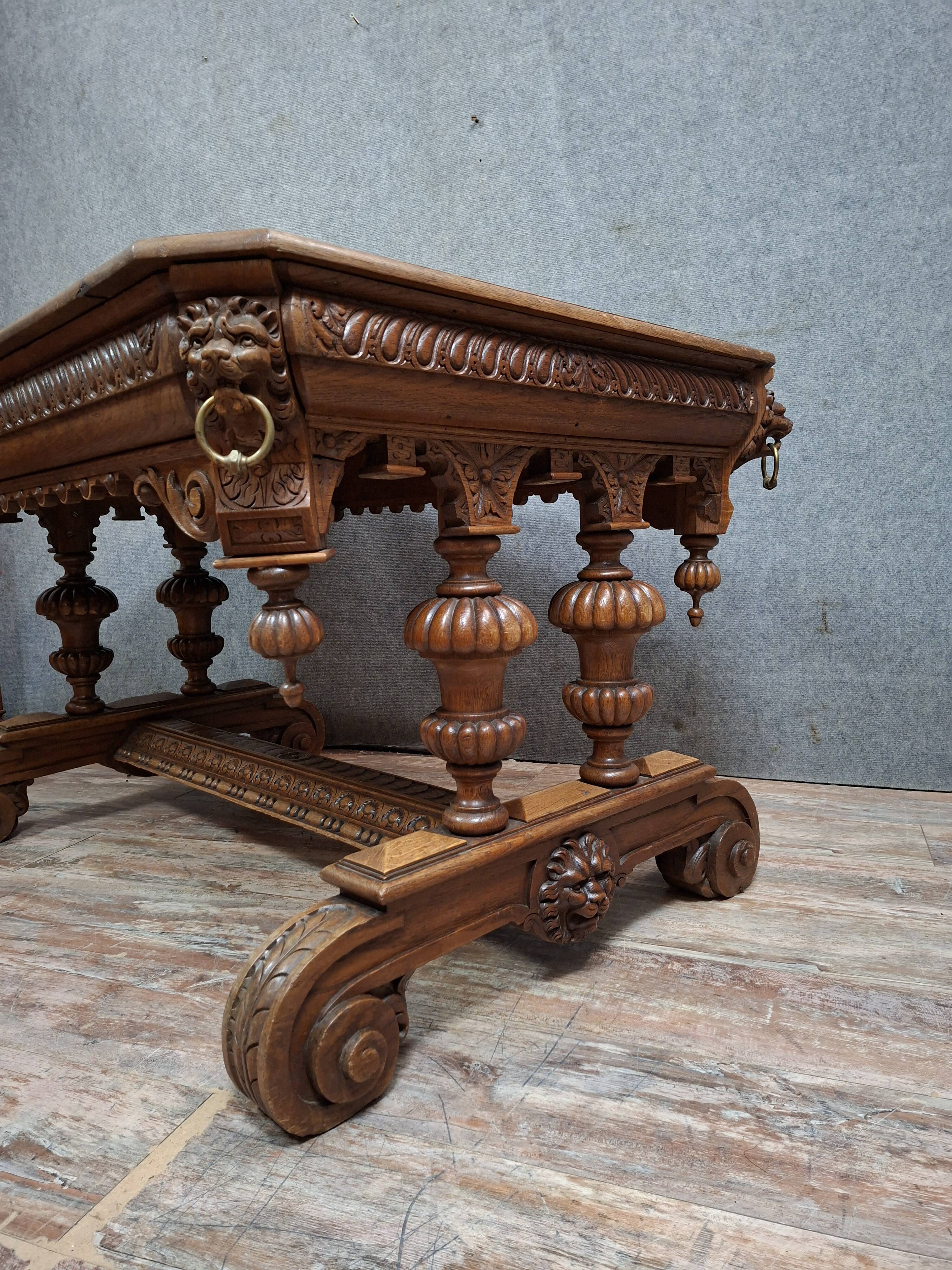 dining table or centre table in carved Renaissance oak