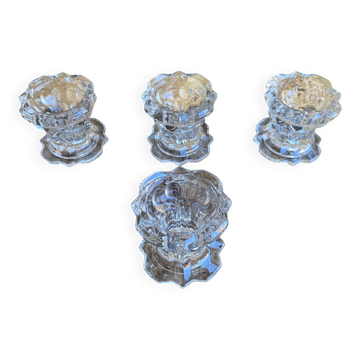 Set of 4 vintage conical moulded glass candle holders sully