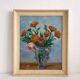 Old oil painting on panel bouquet of flowers