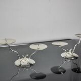 Paire de bougeoirs art déco 2 flammes, espagne, 1980