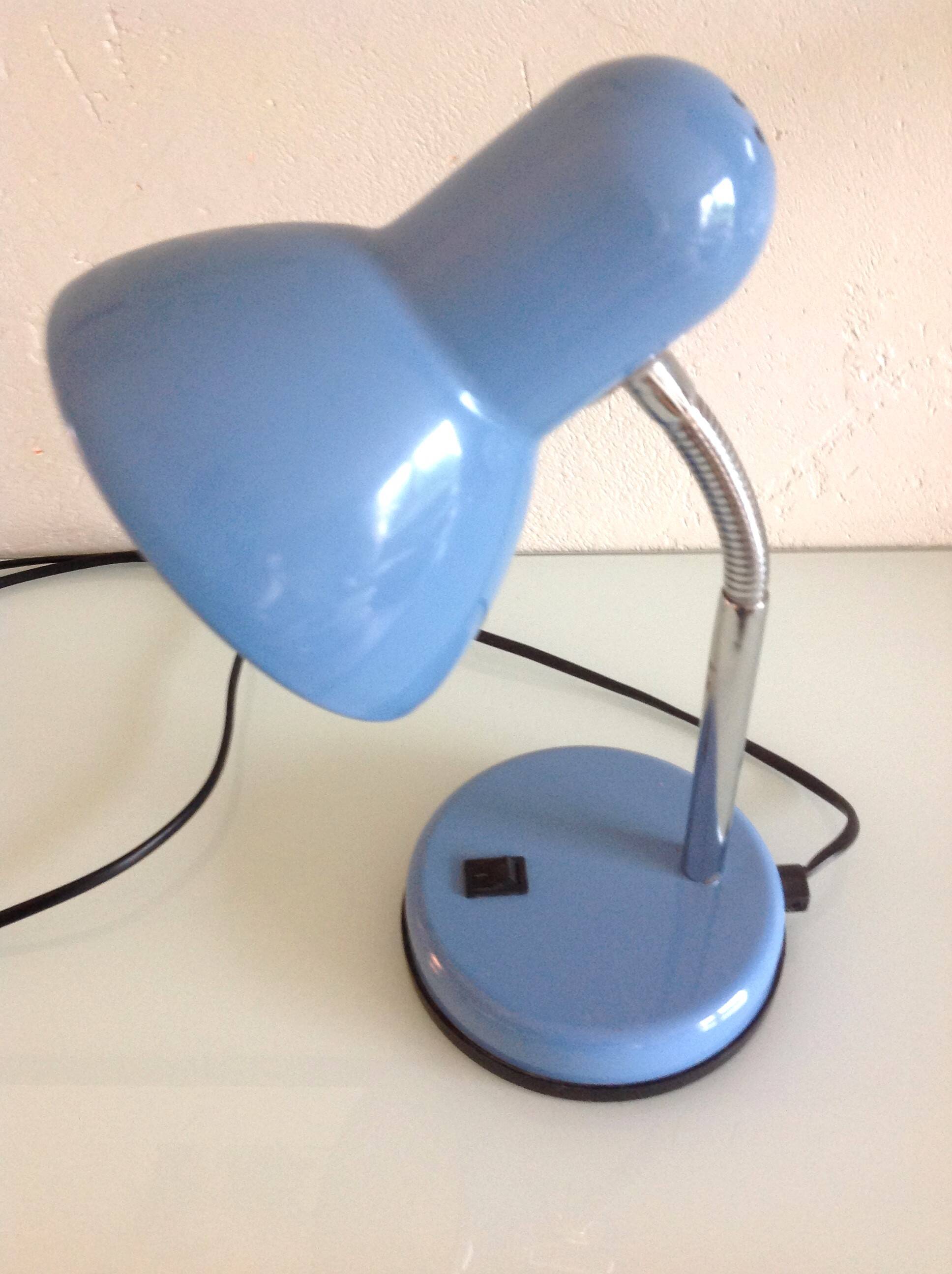 Blue metal desk lamp / vintage 70s-80s