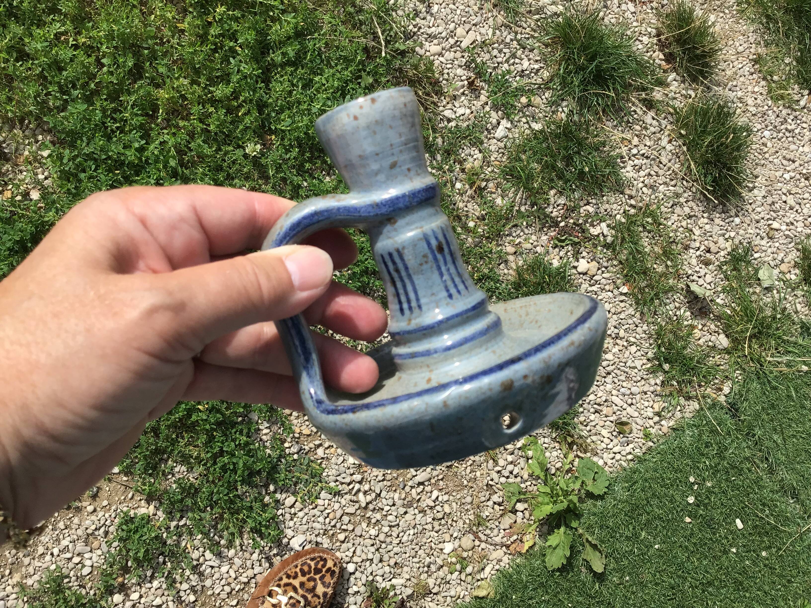 glazed ceramic hand candle holder