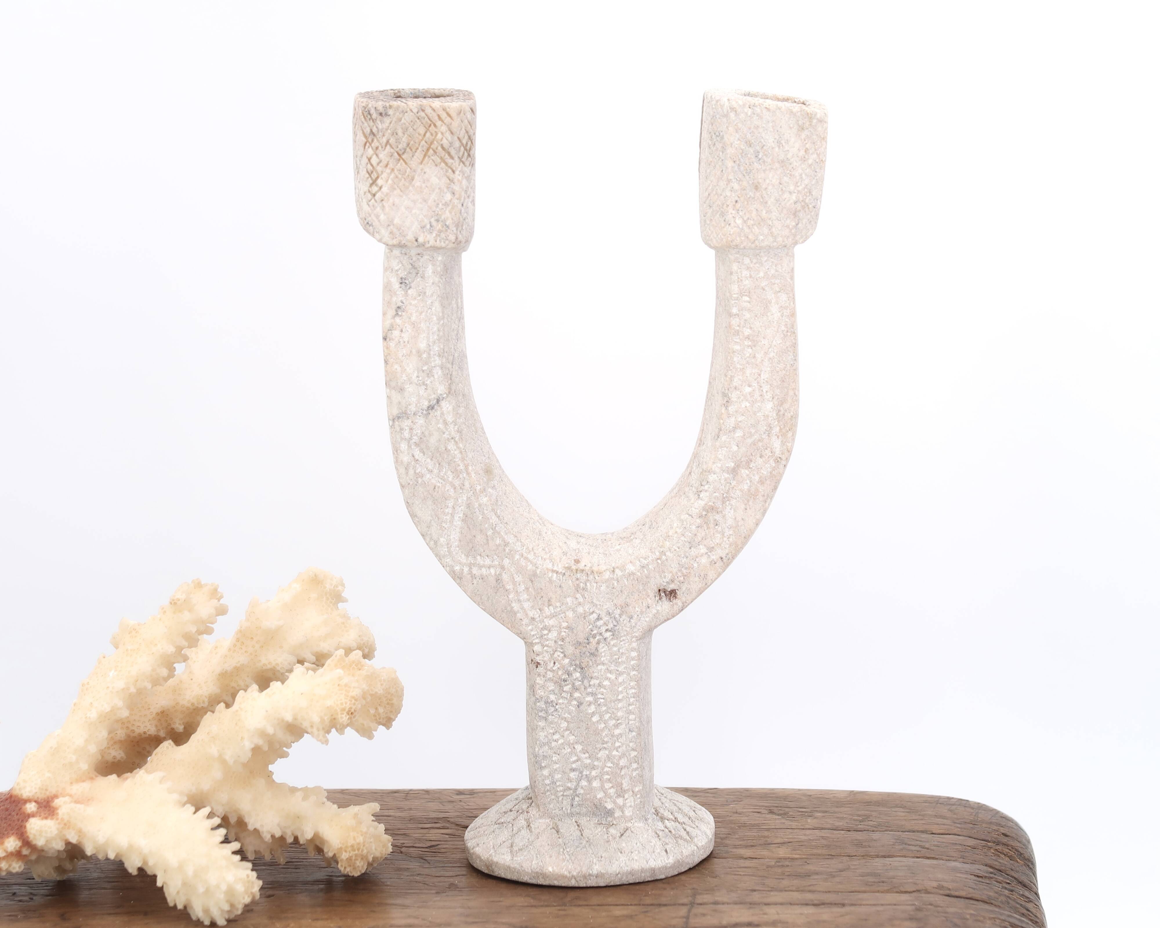 Bougeoir Marocain en pierre sculptée, années 70