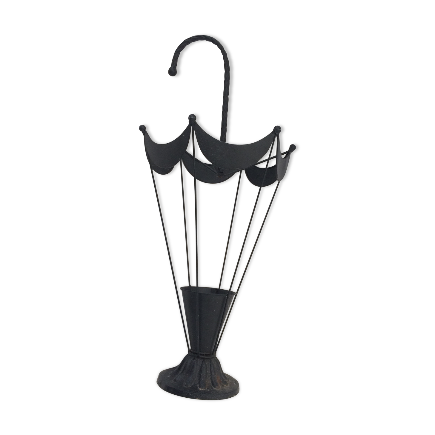 Black cast iron and metal umbrella holder