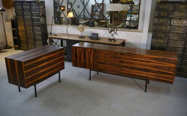 1960s Gabonese ebony chest of drawers with 8 drawers