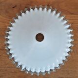 Vintage french frilled glass pendant shade white frosted glass clear edge 3649