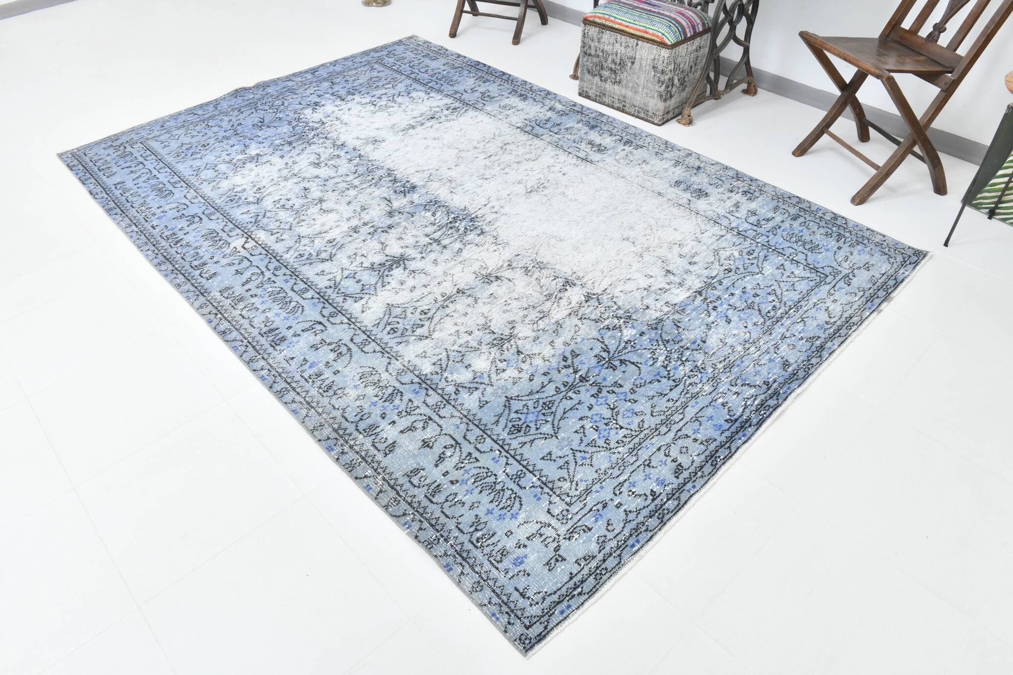 6x9 Soft Pastel Blue Turkish Vintage Rug, 189x284Cm SK 2052 FREE SHIPPING