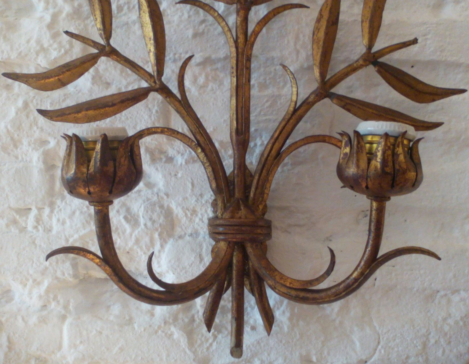 Floral applique in 1950s gold metal