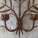 Floral applique in 1950s gold metal