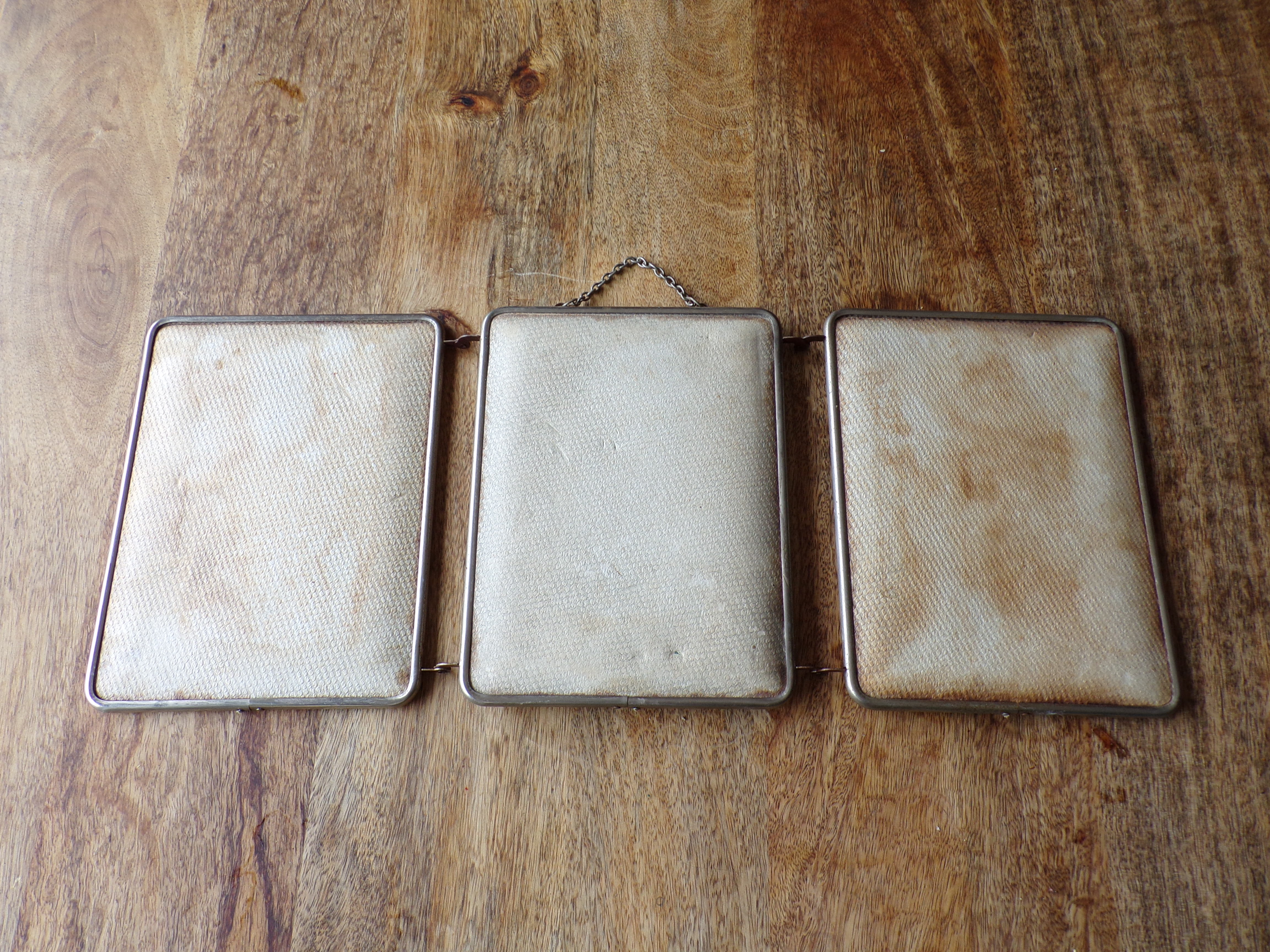 Vintage triptych barber mirror 24X58cm